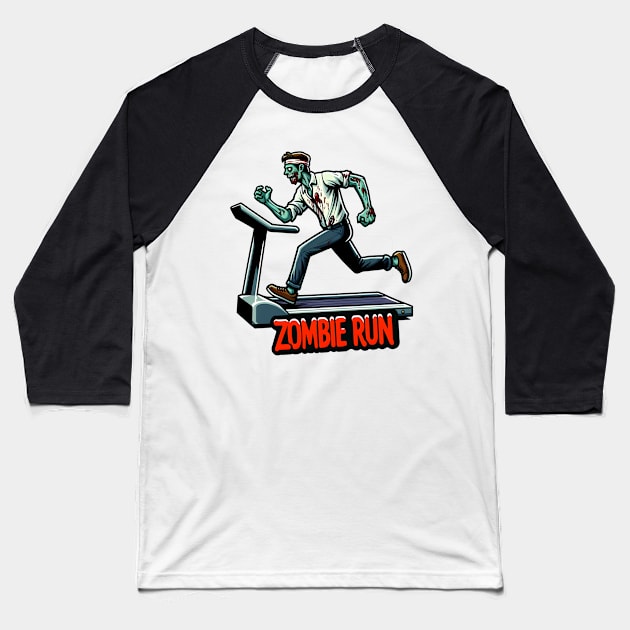 Zombie Run Baseball T-Shirt by Rawlifegraphic